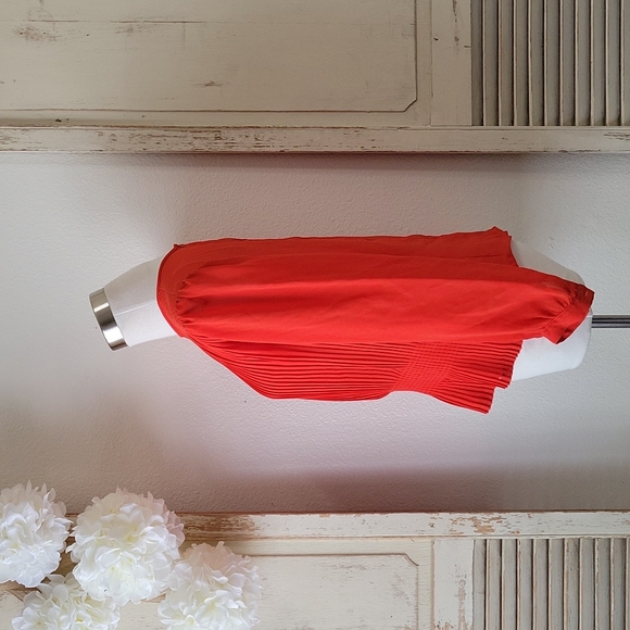 Philippe Ronsand paris pleated front, longsleeves orange blouse women's size 36 - Picture 5 of 11